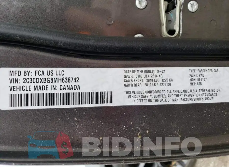 2C3CDXBG8MH636742 Photo# 12