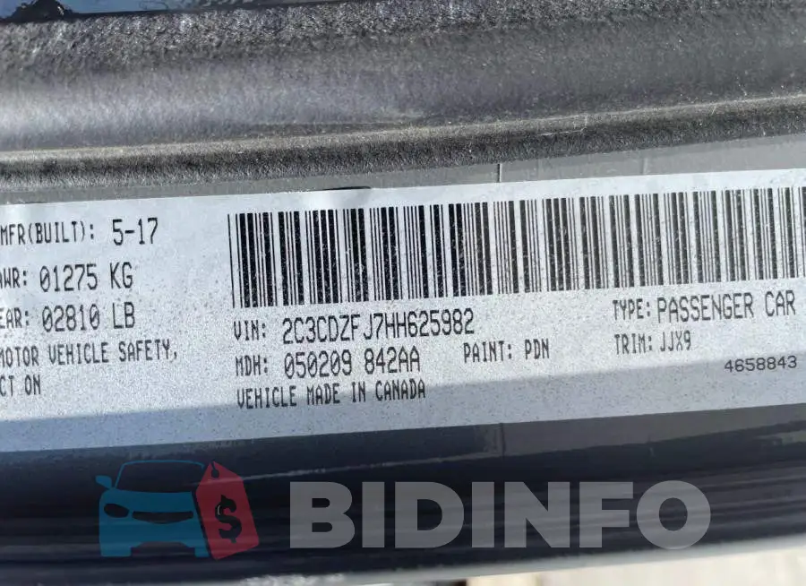 2C3CDZFJ7HH625982 Photo# 10