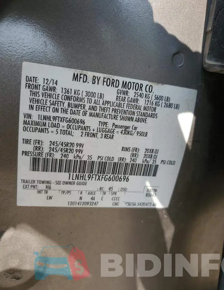 1LNHL9FTXFG600696 Photo# 13