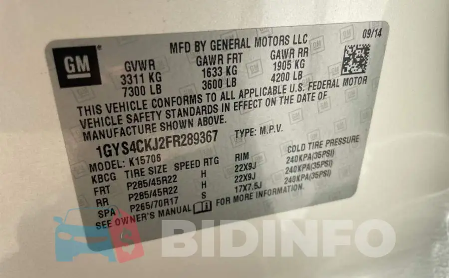 1GYS4CKJ2FR289367 Photo# 10