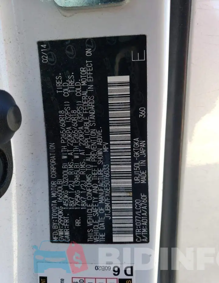 JTJBM7FX6E5076033 Photo# 14