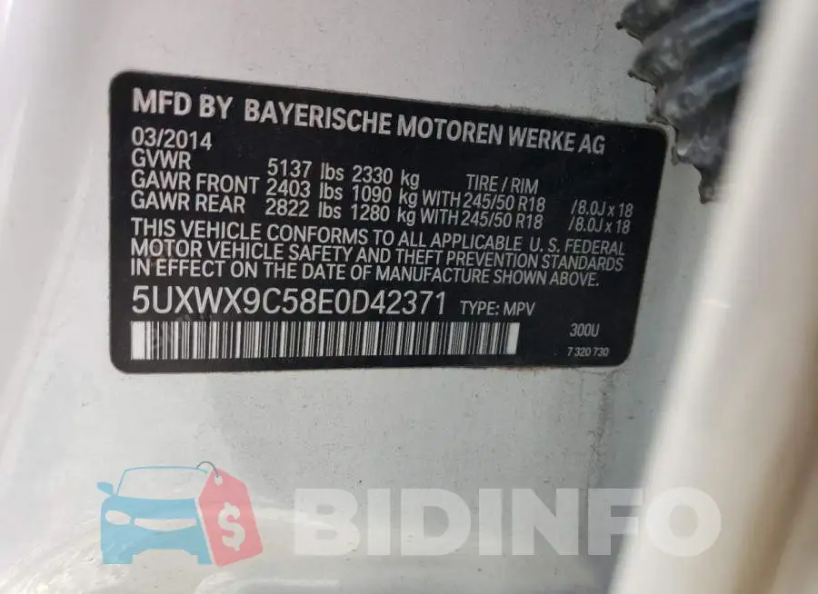5UXWX9C58E0D42371 Photo# 13