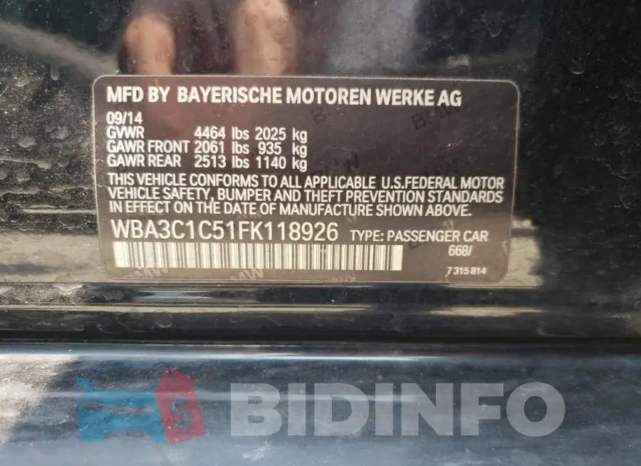 WBA3C1C51FK118926 Photo# 12