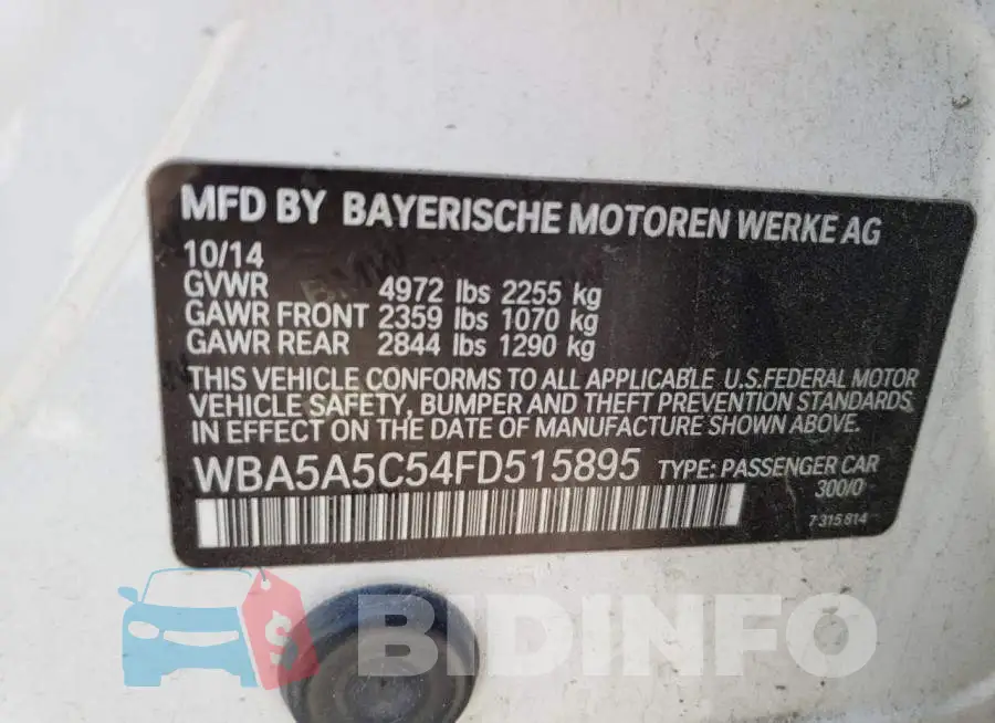 WBA5A5C54FD515895 Photo# 12