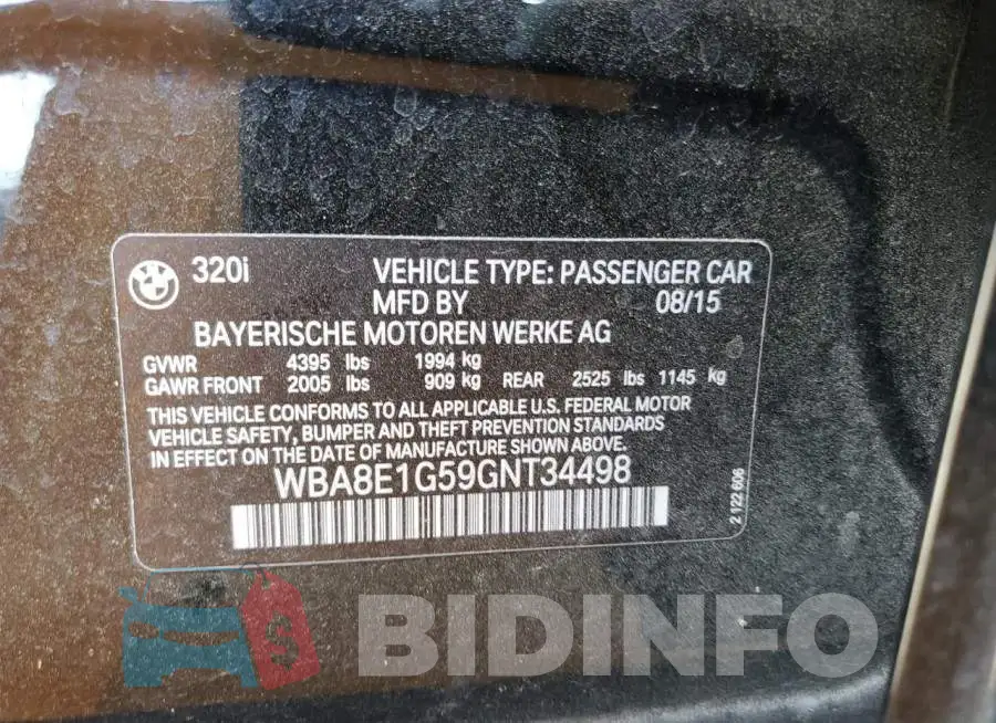 WBA8E1G59GNT34498 Photo# 12