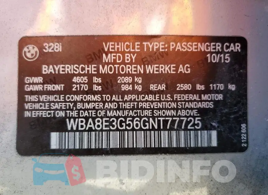 WBA8E3G56GNT77725 Photo# 12