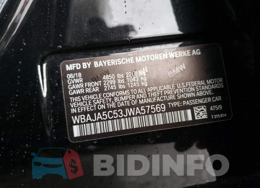 WBAJA5C53JWA57569 Photo# 12