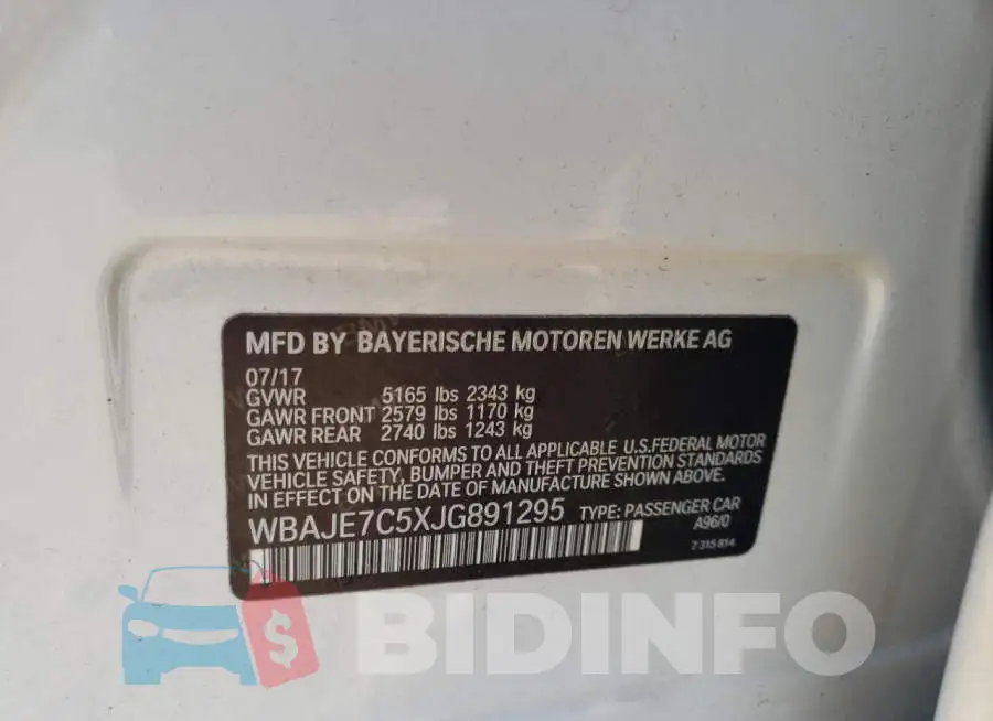 WBAJE7C5XJG891295 Photo# 10