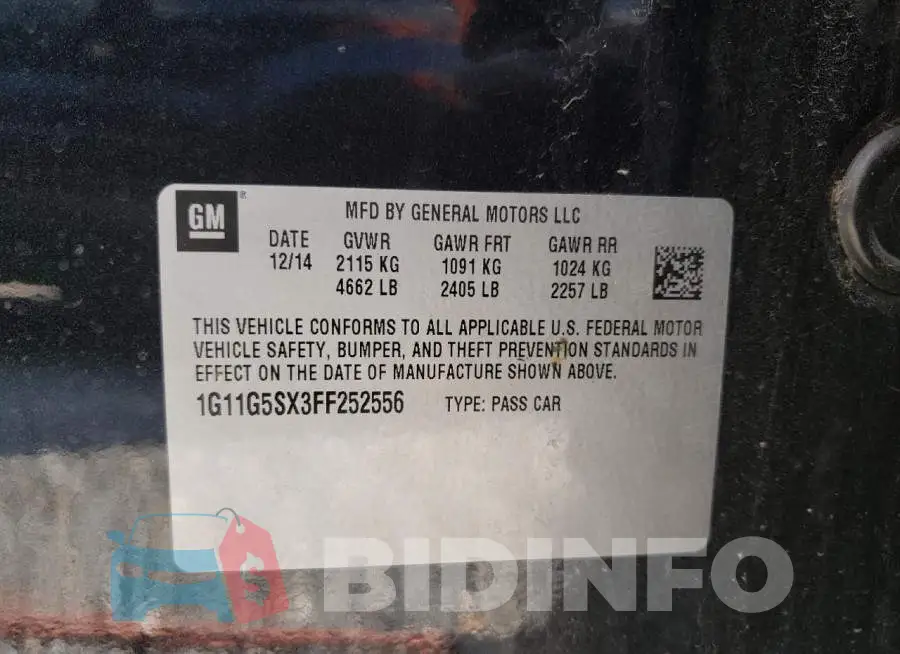 1G11G5SX3FF252556 Photo# 12