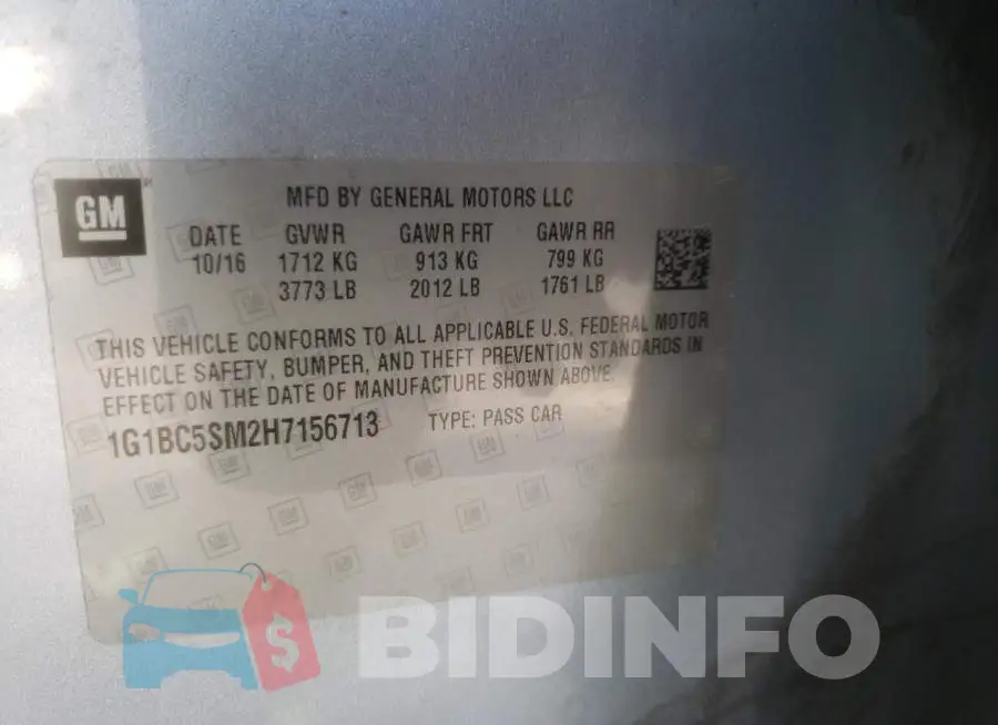 1G1BC5SM2H7156713 Photo# 12