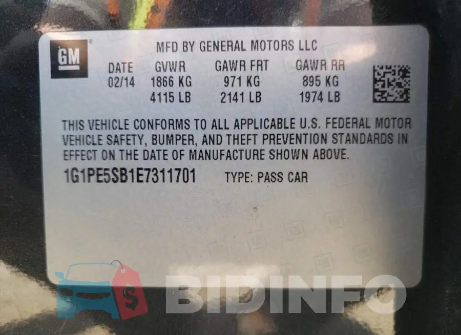 1G1PE5SB1E7311701 Photo# 12