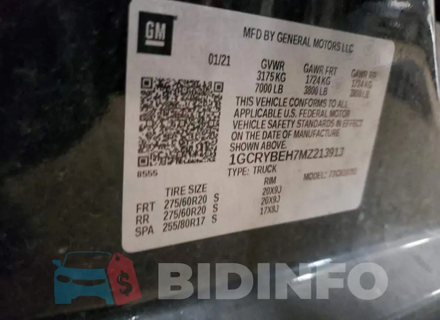 1GCRYBEH7MZ213913 Photo# 13