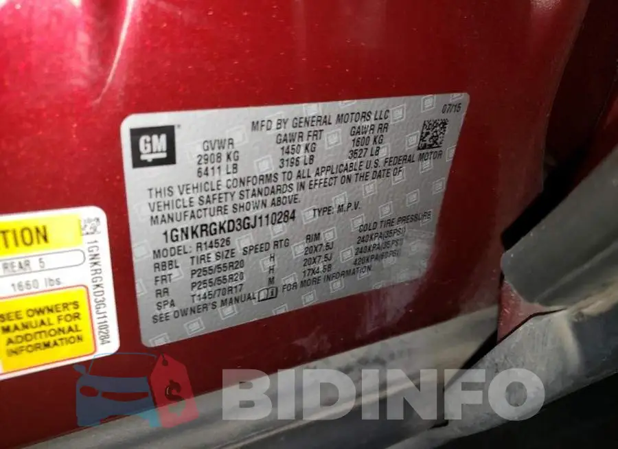 1GNKRGKD3GJ110284 Photo# 12