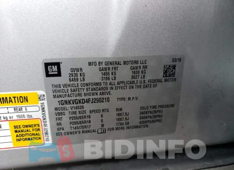 1GNKVGKD4FJ290210 Photo# 12