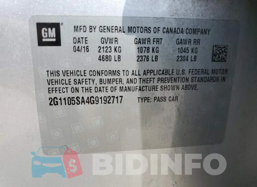 2G1105SA4G9192717 Photo# 13