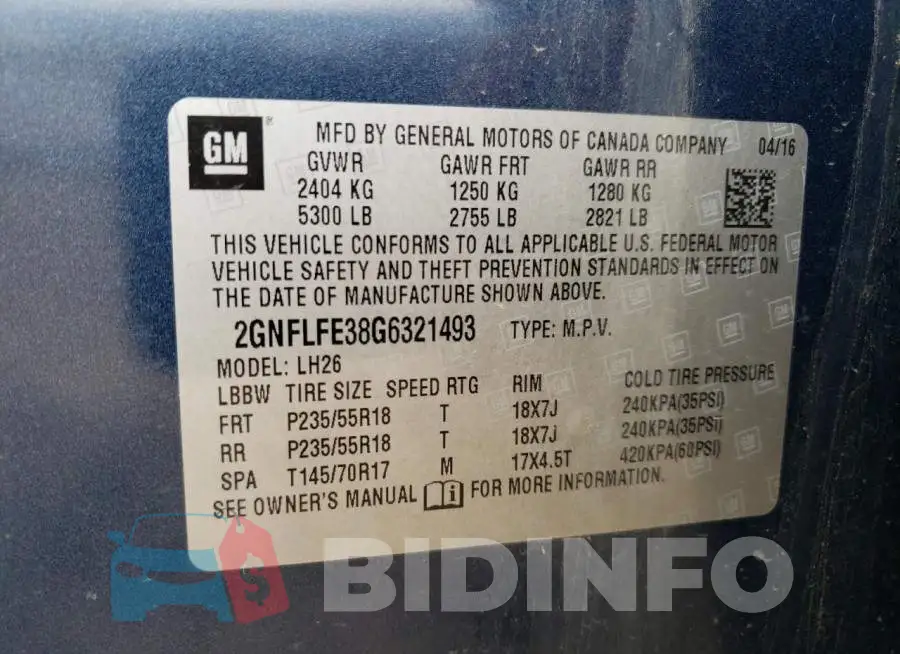 2GNFLFE38G6321493 Photo# 13