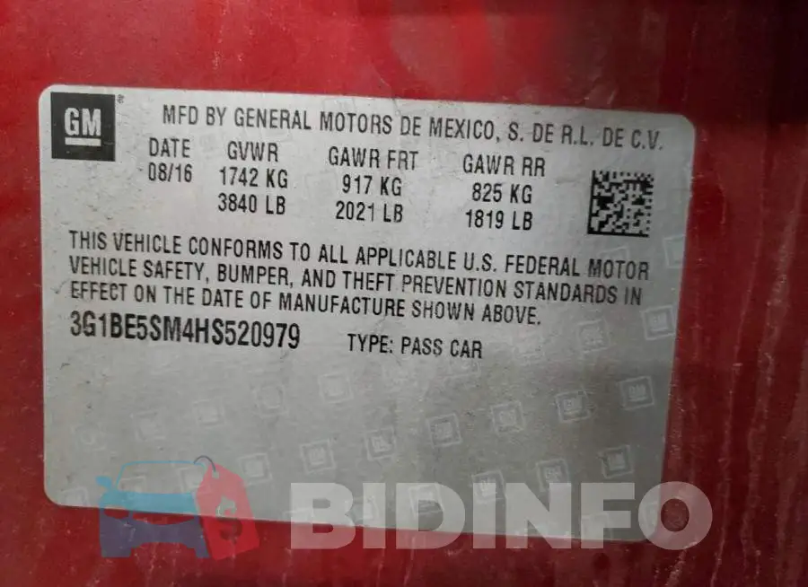 3G1BE5SM4HS520979 Photo# 12