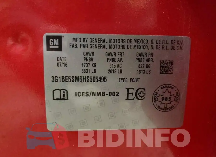 3G1BE5SM6HS505495 Photo# 12
