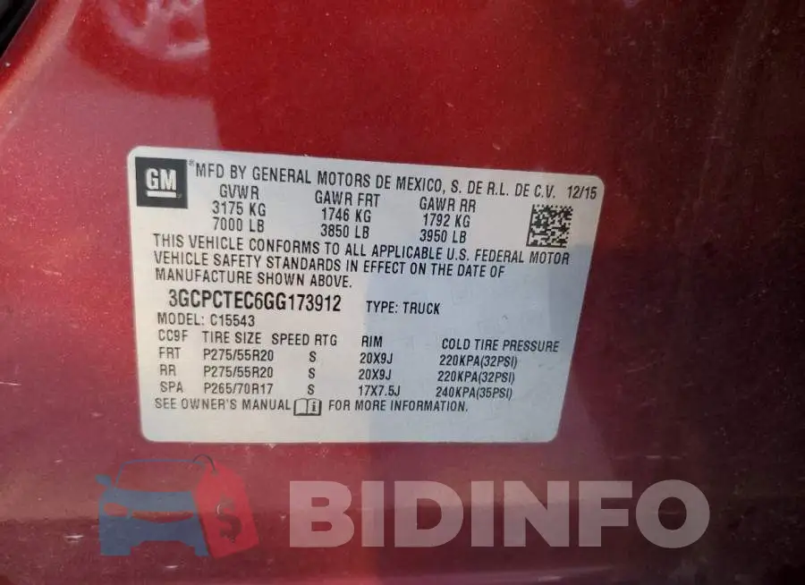 3GCPCTEC6GG173912 Photo# 12