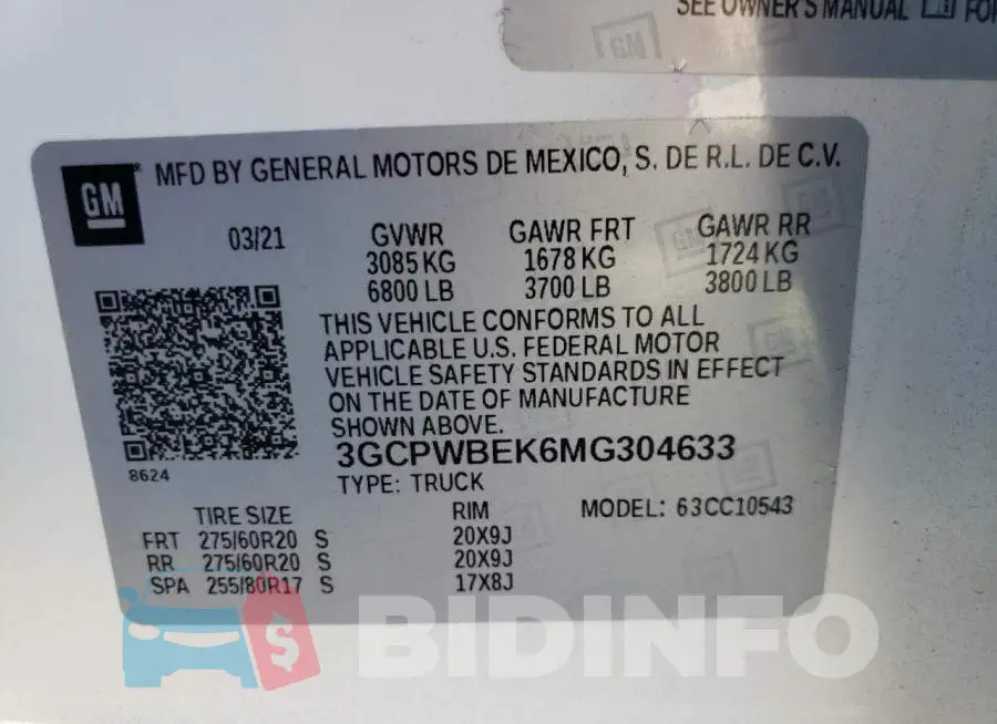 3GCPWBEK6MG304633 Photo# 12