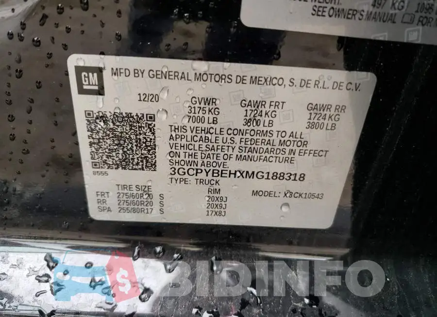 3GCPYBEHXMG188318 Photo# 12