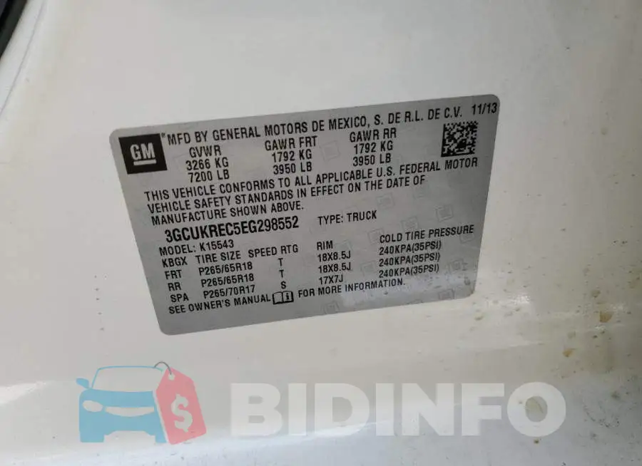 3GCUKREC5EG298552 Photo# 12