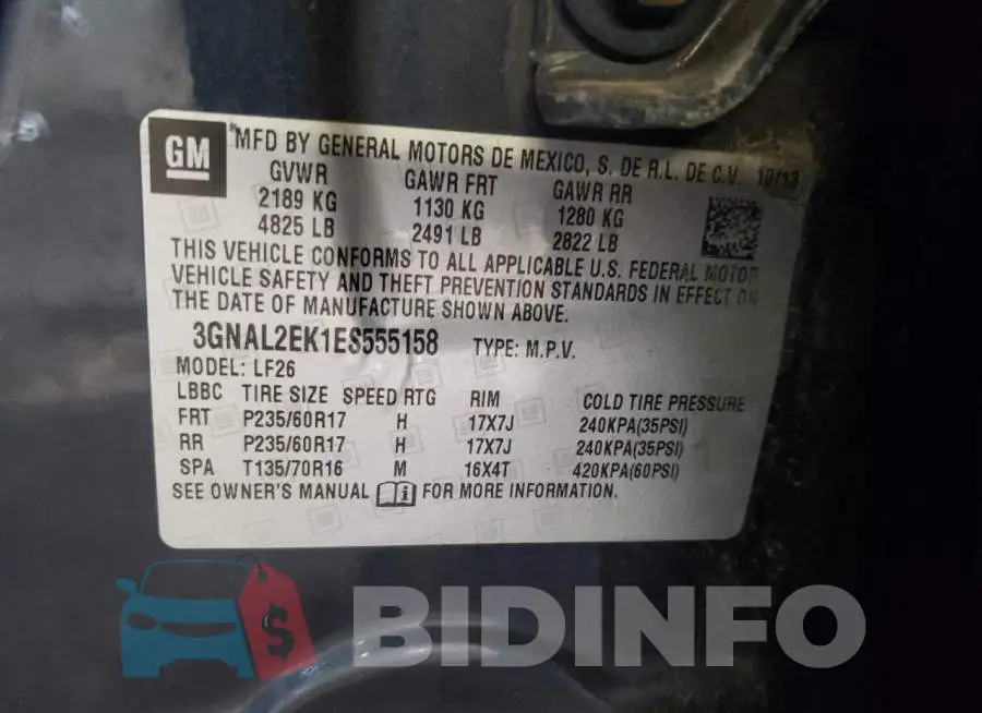 3GNAL2EK1ES555158 Photo# 13