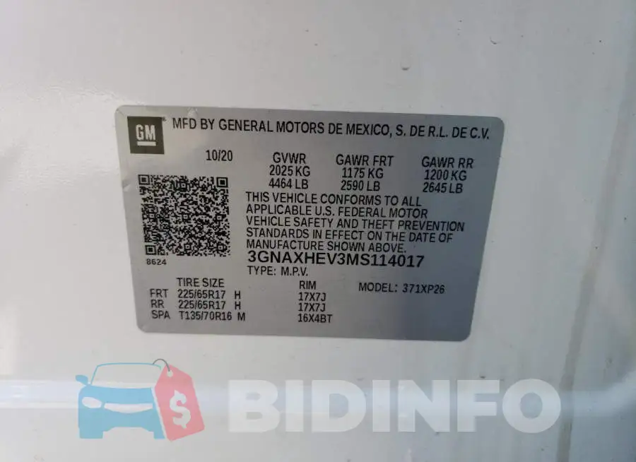 3GNAXHEV3MS114017 Photo# 14