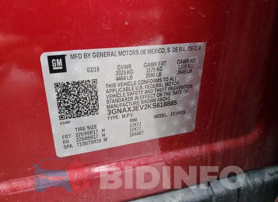 3GNAXJEV2KS618885 Photo# 13