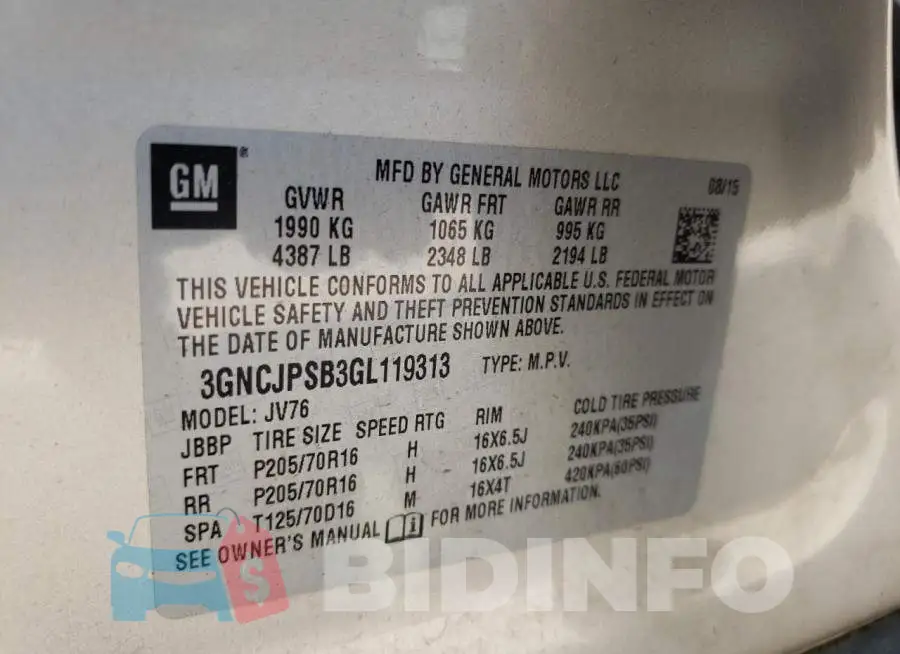 3GNCJPSB3GL119313 Photo# 13