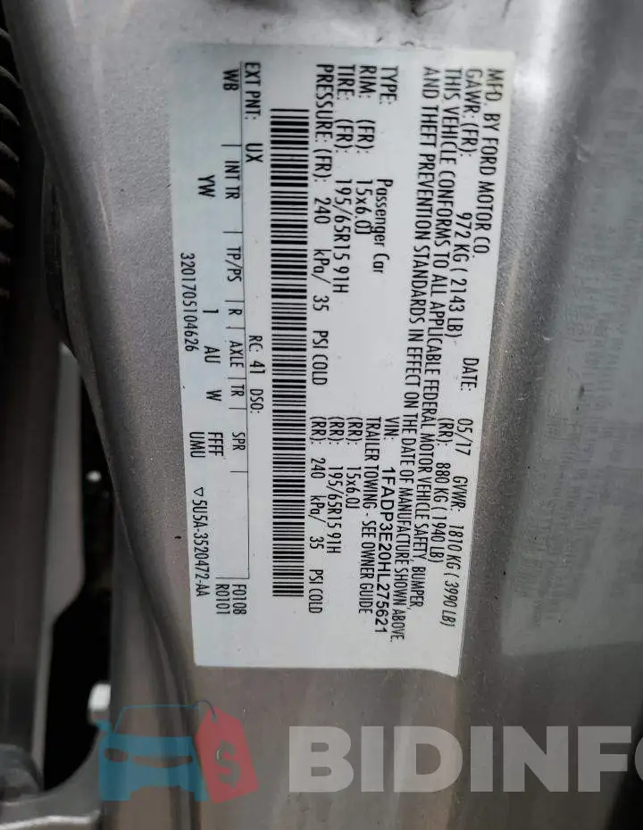 1FADP3E20HL275621 Photo# 12