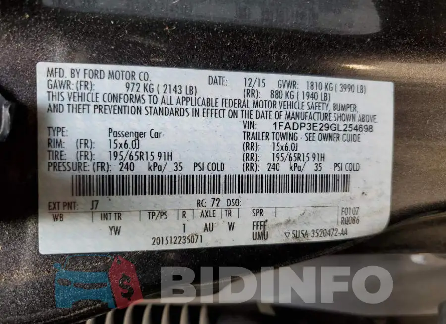 1FADP3E29GL254698 Photo# 12
