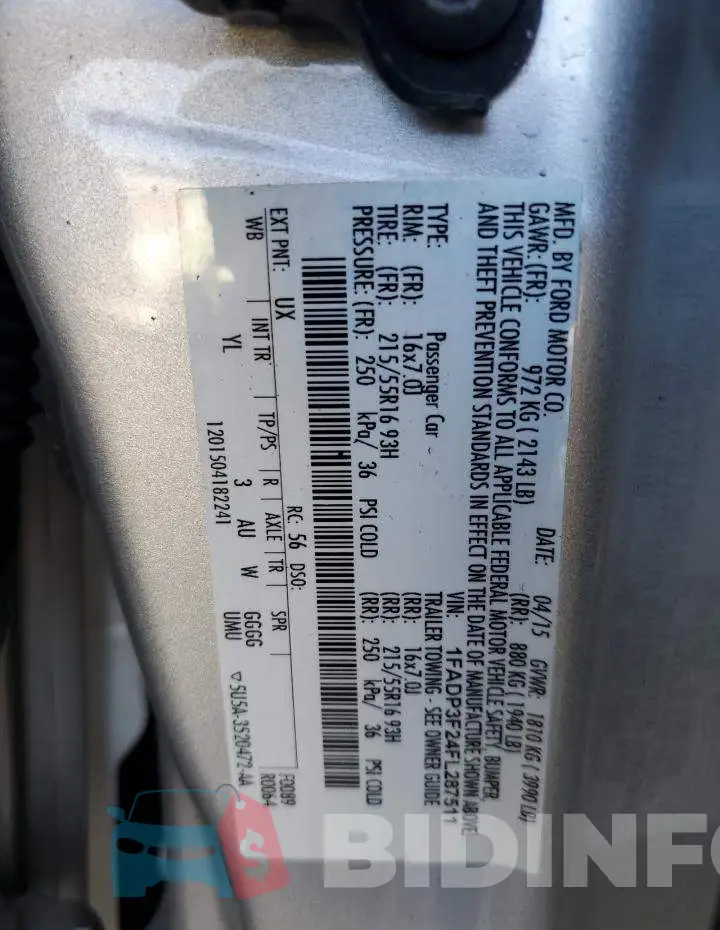 1FADP3F24FL287511 Photo# 12