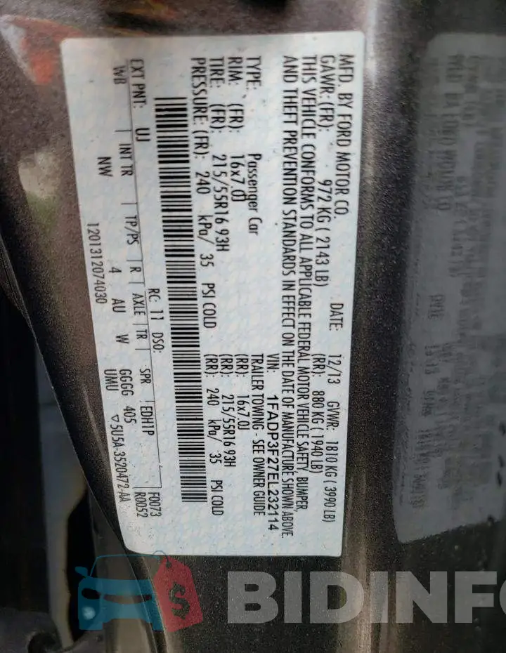 1FADP3F27EL232114 Photo# 12