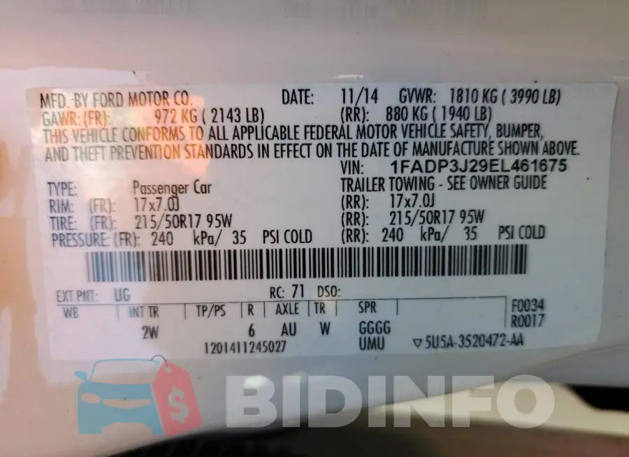 1FADP3J29EL461675 Photo# 12