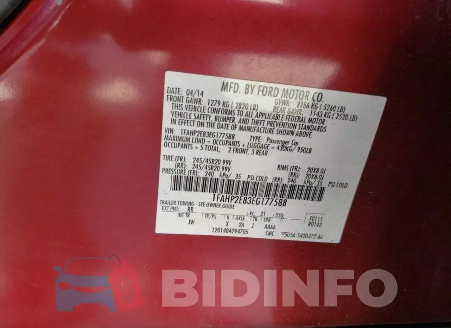 1FAHP2E83EG177588 Photo# 12