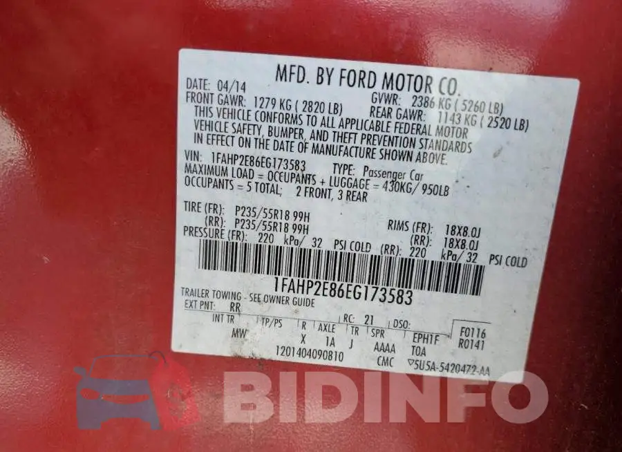 1FAHP2E86EG173583 Photo# 12