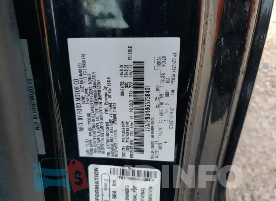 1FATP8UH8G5238401 Photo# 12