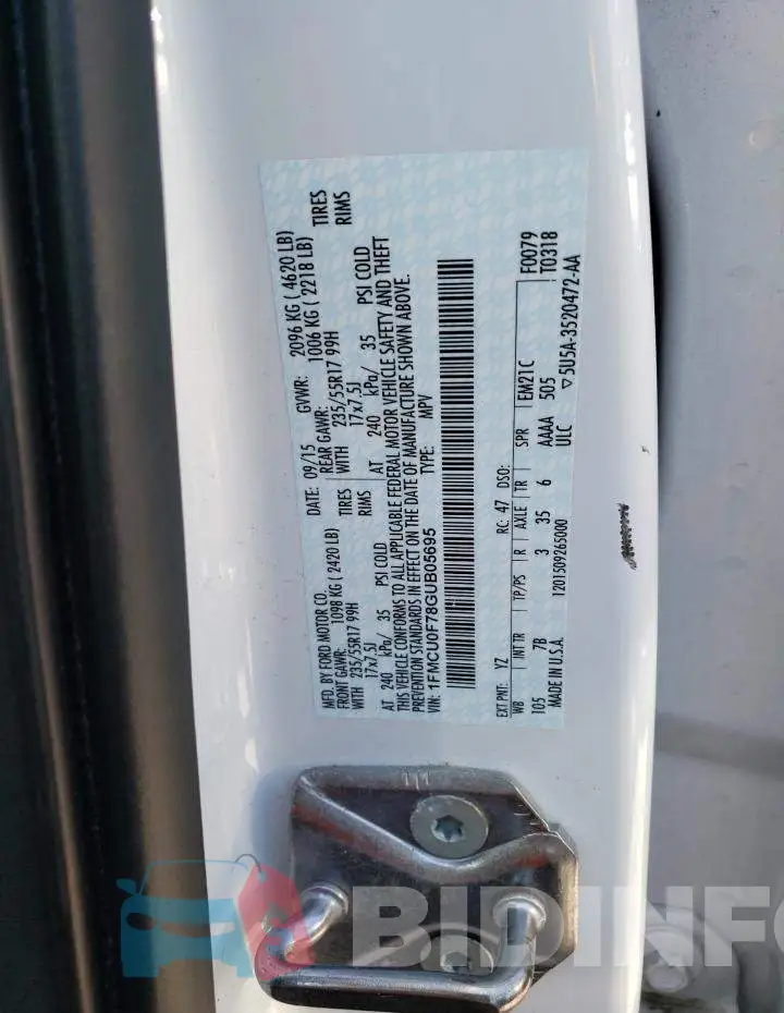 1FMCU0F78GUB05695 Photo# 14