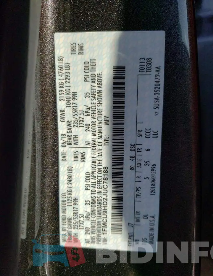 1FMCU9HD2JUC78188 Photo# 13