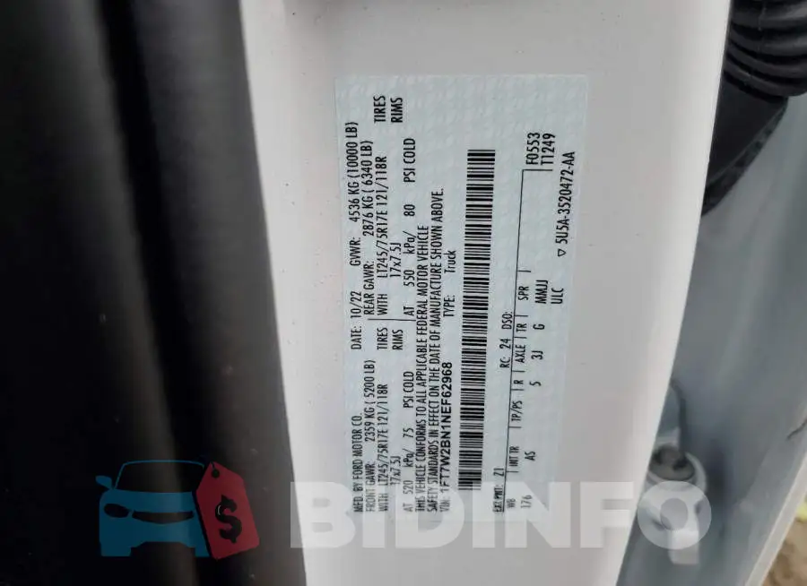 1FT7W2BN1NEF62968 Photo# 12