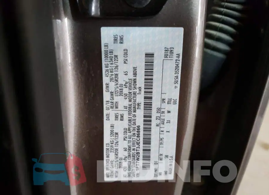 1FT7W2BT3JEC86866 Photo# 12