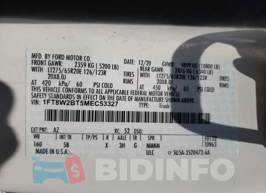1FT8W2BT5MEC53327 Photo# 12