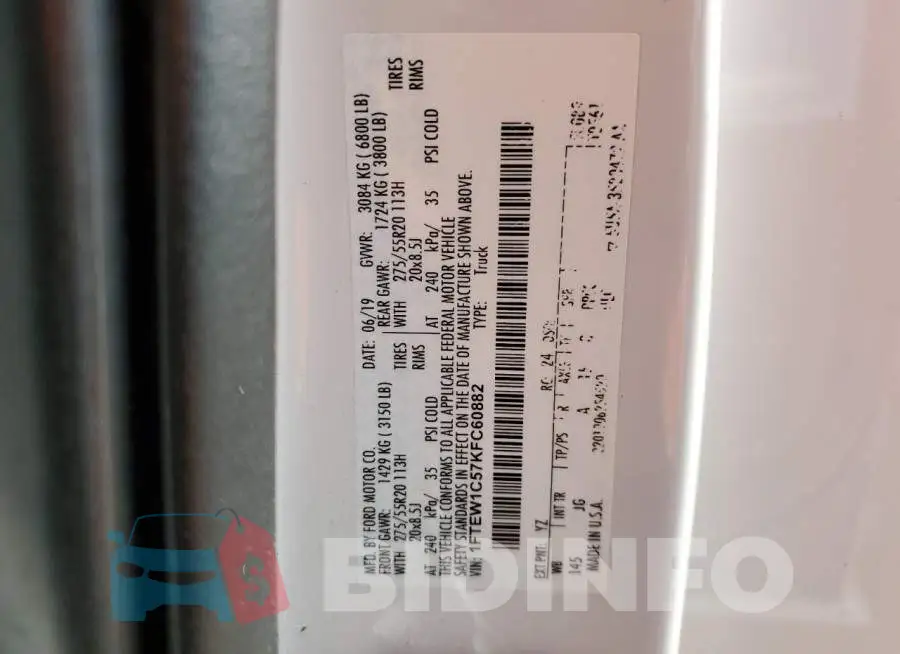 1FTEW1C57KFC60882 Photo# 13