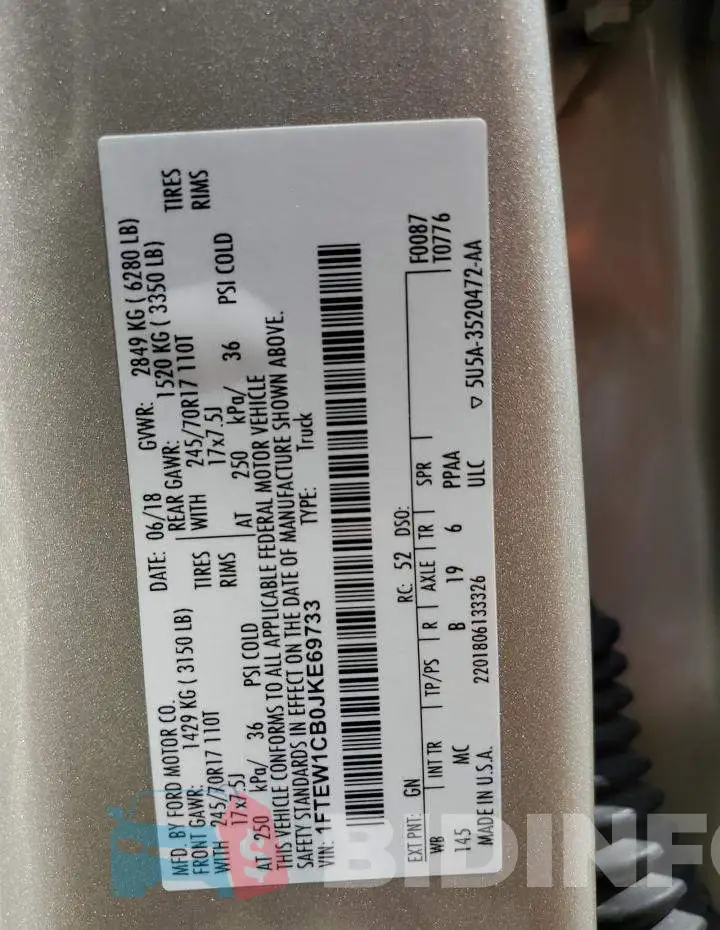 1FTEW1CB0JKE69733 Photo# 12