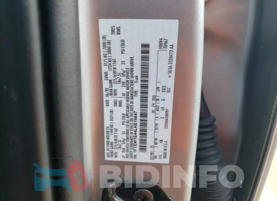 1FTEW1E44LKE16647 Photo# 12