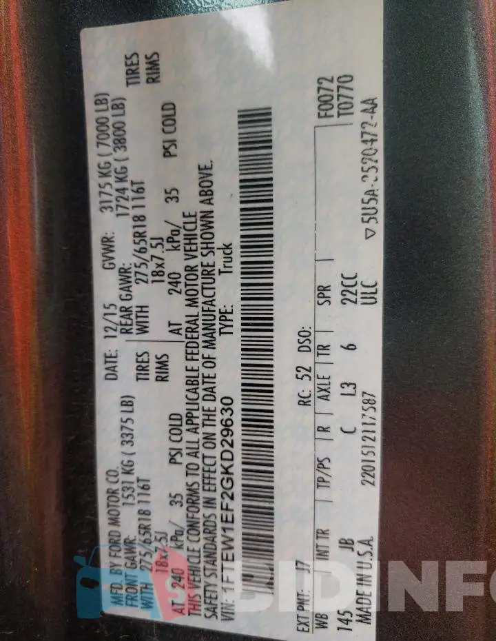 1FTEW1EF2GKD29630 Photo# 10