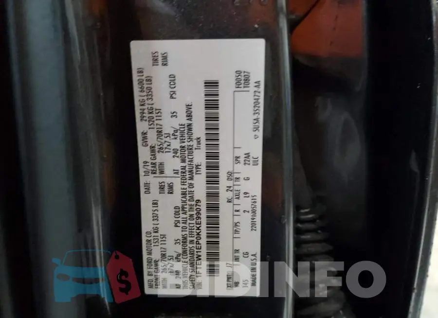 1FTEW1EP0KKE99079 Photo# 12