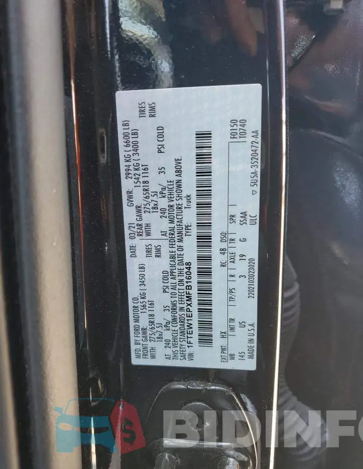 1FTEW1EPXMFB16048 Photo# 13
