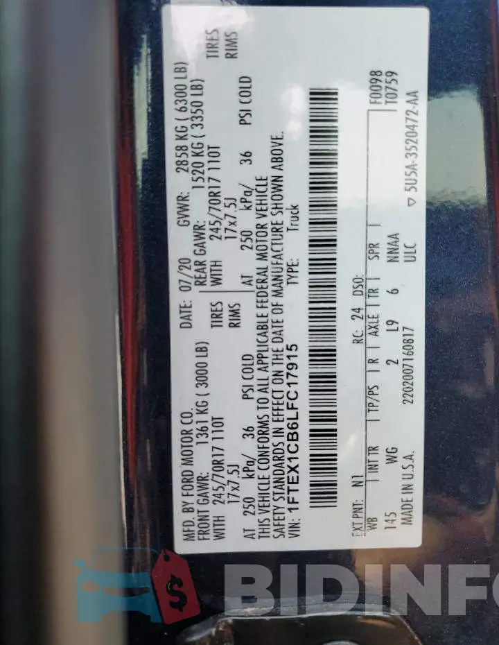 1FTEX1CB6LFC17915 Photo# 13